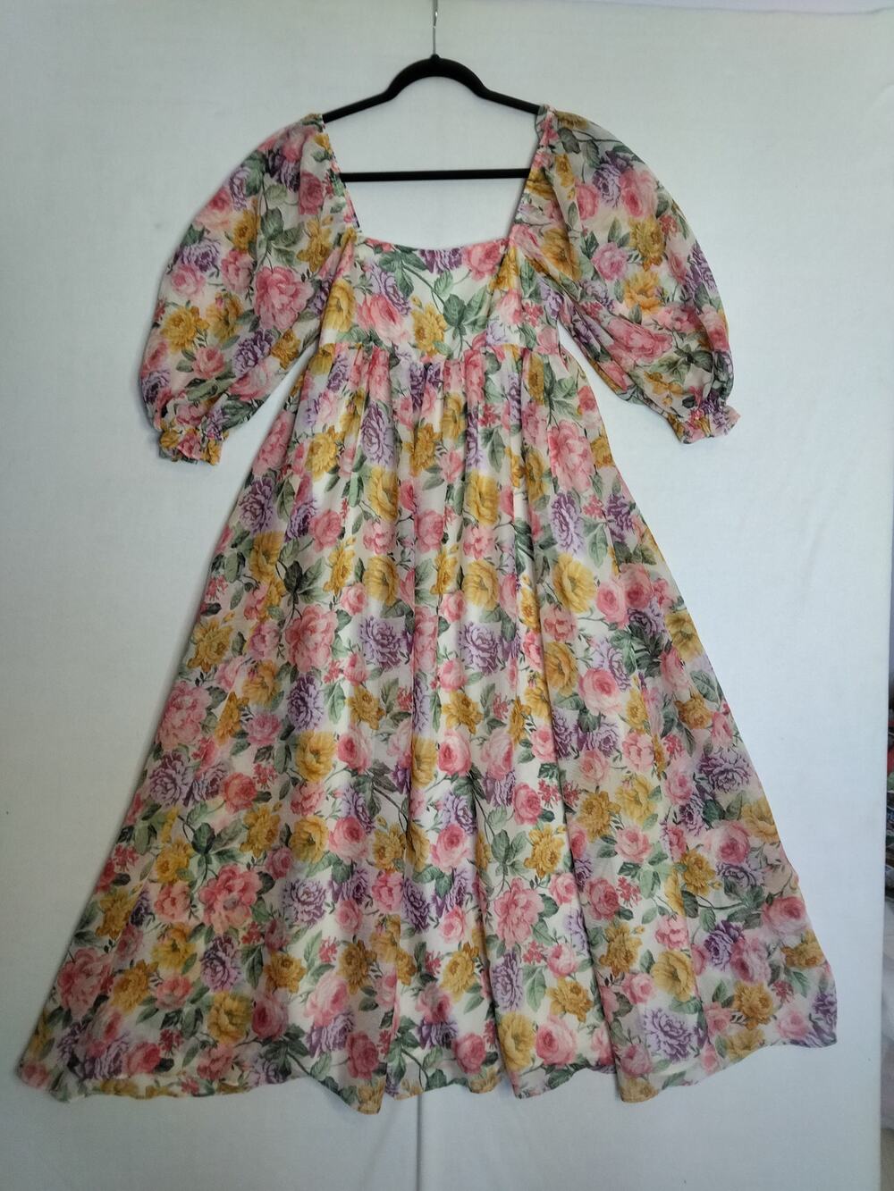 Storia Henly Balloon Sleeve Maxi Dress Sz S Romantic Floral Empire Waist Regency